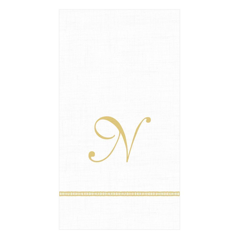 N Hemstitch Script Single Initial Paper Guest Towel Napkins - 15 Per Package