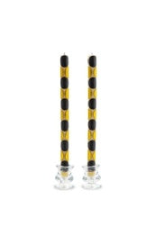 Macrodot Dinner Candles Black & Gold - Set of 2