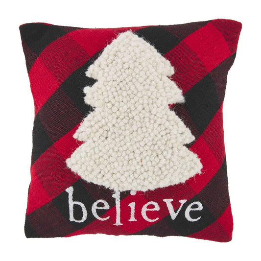 Believe Plaid Mini Pillow