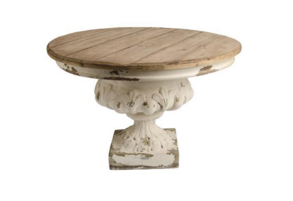 21 Inch Distressed White Resin Urn
