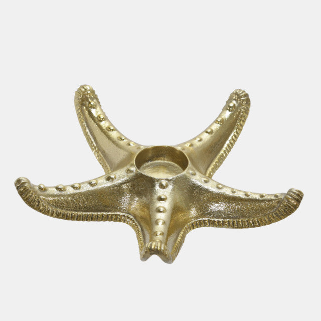 Metal 9" Starfish Tealight Holder, Gold