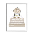 High Fashion Bookstack with Tan Flowers Framed