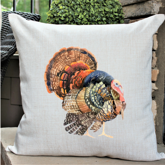 Watercolor Turkey Cottage Pillow