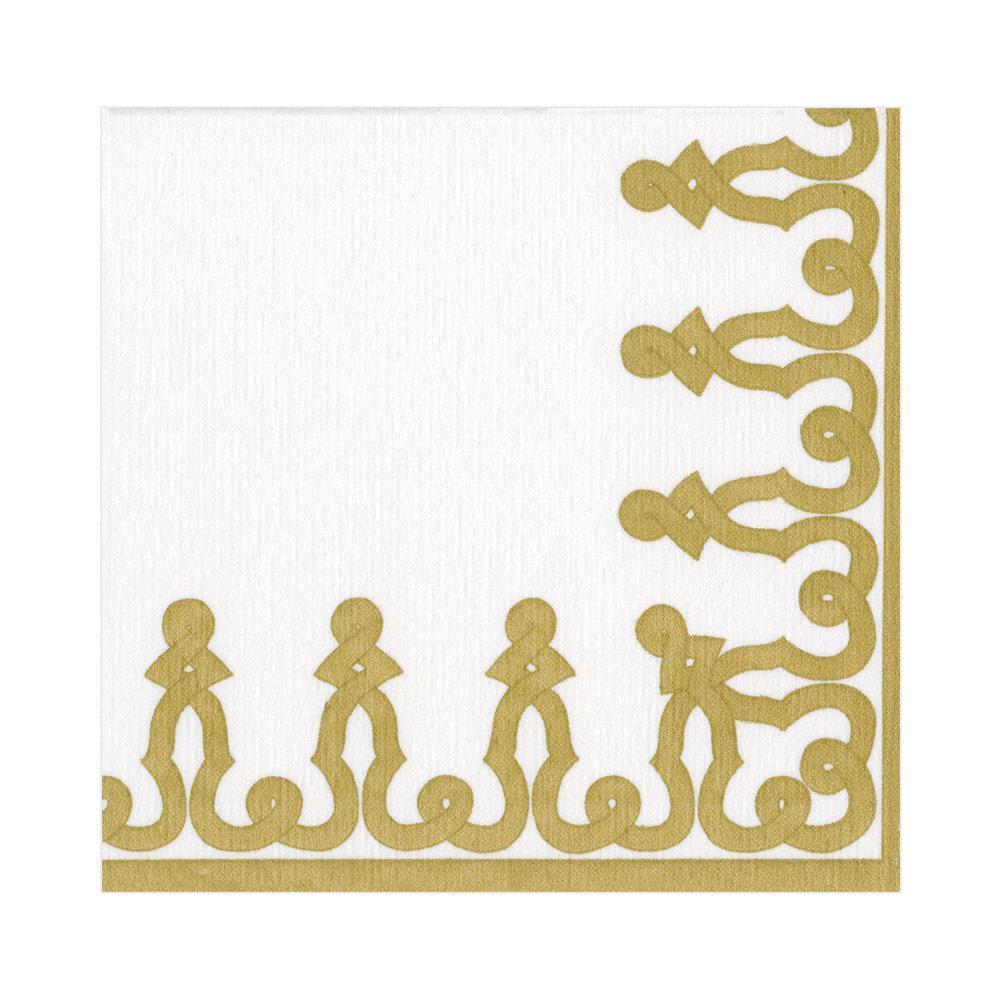 Dessin Passementerie Paper Linen Luncheon Napkins in Gold - 15 Per Package