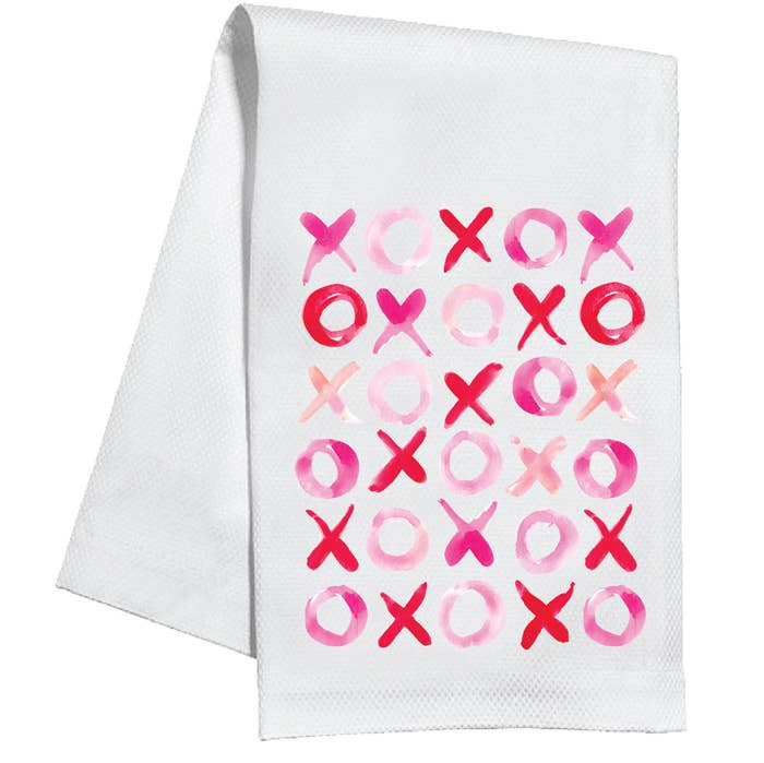 X's and O's Red and Pink Kitchen Towel