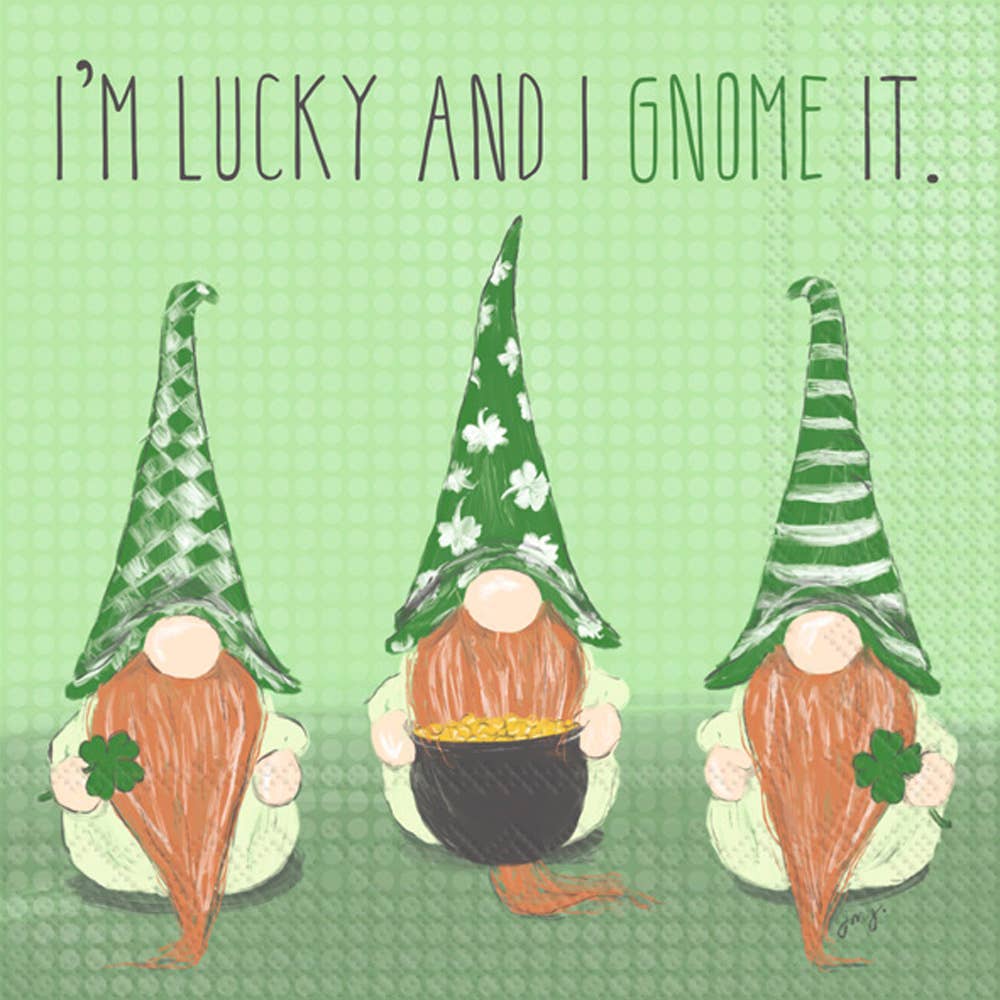 Lucky Gnomes Paper Cocktail Napkins Pack of 20