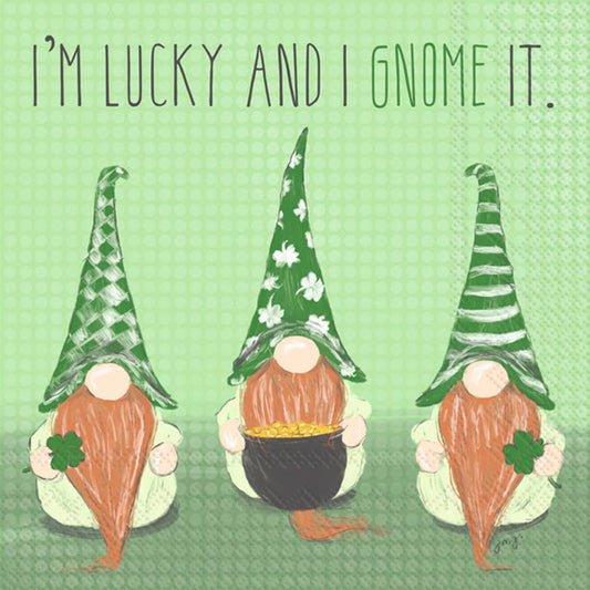 Lucky Gnomes Paper Cocktail Napkins Pack of 20