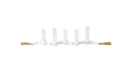 White Connected Beaded Vases