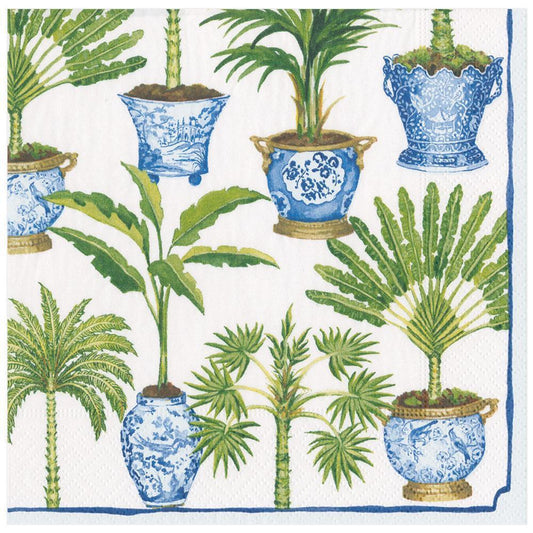 Potted Palms Paper Dinner Napkins in White - 20 Per Package