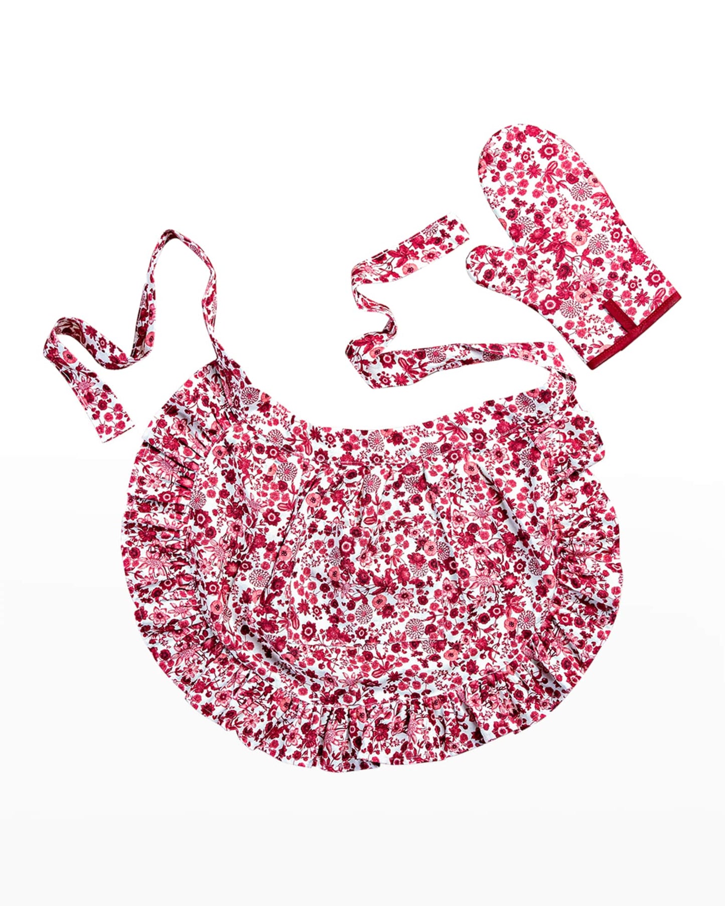 Field of Flowers Apron & Oven Mitt 2pc Set - Ruby