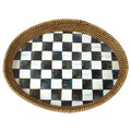 Courtly Check Rattan & Enamel Tray - Large