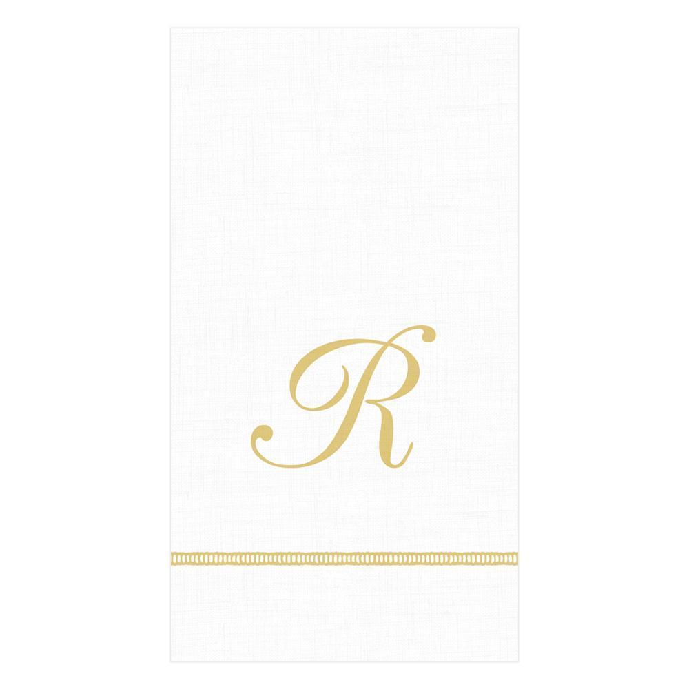 R Hemstitch Script Single Initial Paper Guest Towel Napkins - 15 Per Package