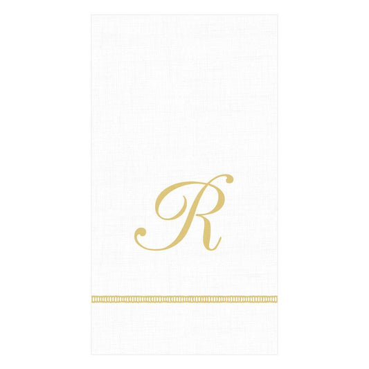 R Hemstitch Script Single Initial Paper Guest Towel Napkins - 15 Per Package