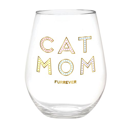 Jumbo Wine Glass - Cat Mom