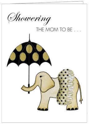 Elephant with Polka Dot Umbrella Baby Greeting Card