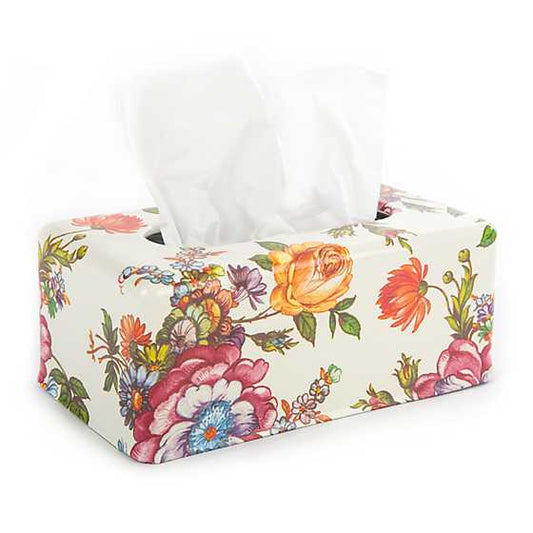 Flower Market Standard Tissue Box Holder - White