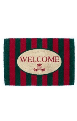 Awning Stripe Welcome Mat - Red & Green