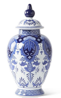 Ceramic Blue and White Chinoiserie Lidded Ginger Jar 20.5 Inch