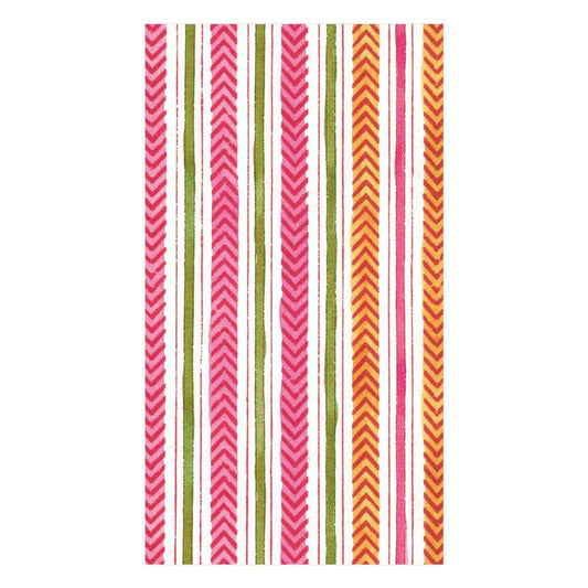 Carmen Stripe Paper Guest Towel Napkins in Fuchsia - 15 Per Package