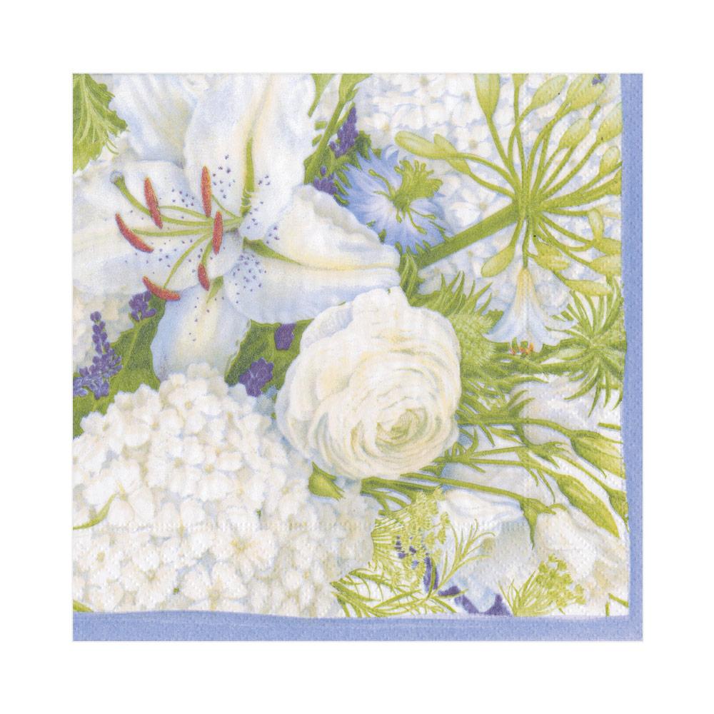 White Blooms Paper Luncheon Napkins - 20 Per Package