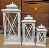 White 20" Lantern w/ Glass