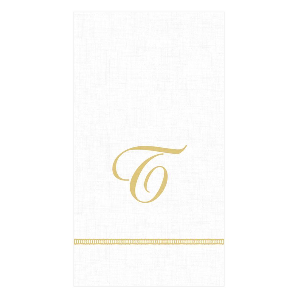 T Hemstitch Script Single Initial Paper Guest Towel Napkins - 15 Per Package