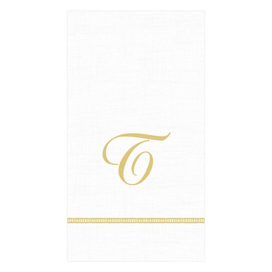 T Hemstitch Script Single Initial Paper Guest Towel Napkins - 15 Per Package