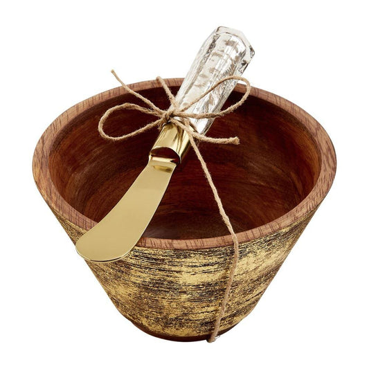 Gold Wood Dip Bowl Set