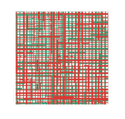 Papersoft Napkins Plaid Green & Red Dinner Napkins
