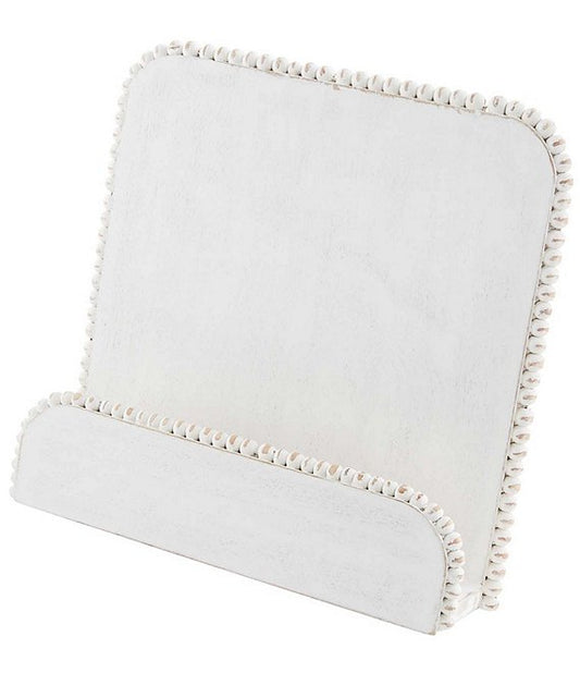 White Beaded Cookbook Holder