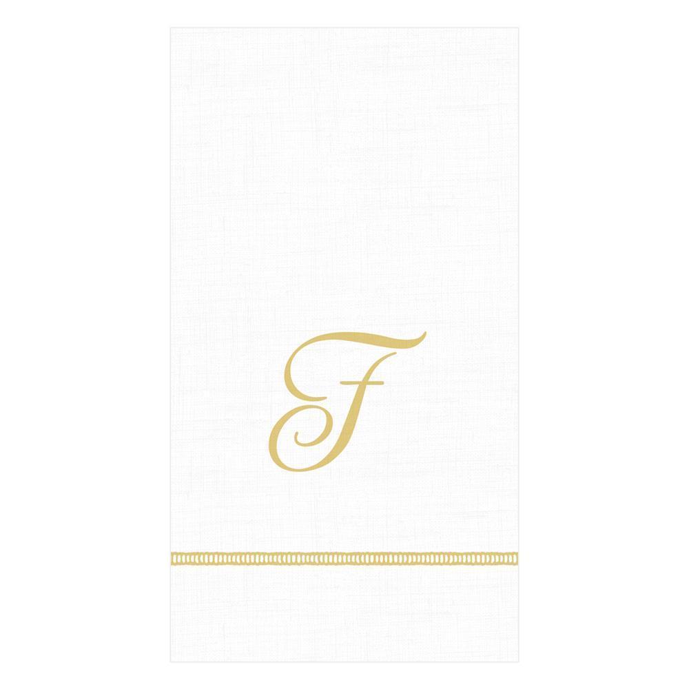 F Hemstitch Script Single Initial Paper Guest Towel Napkins - 15 Per Package