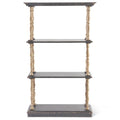 Wooden Open Bookcase w/Black Shelves 77.5 Inch
