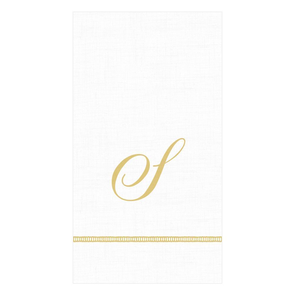S Hemstitch Script Single Initial Paper Guest Towel Napkins - 15 Per Package
