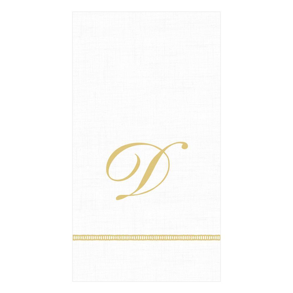 D Hemstitch Script Single Initial Paper Guest Towel Napkins - 15 Per Package