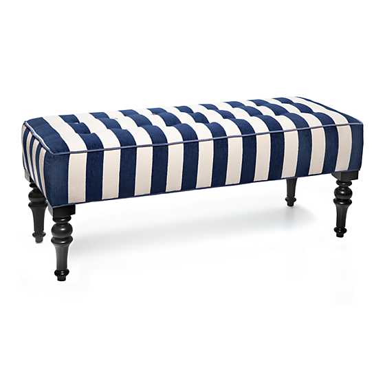 Marquee Bench - Chenille Navy Stripe