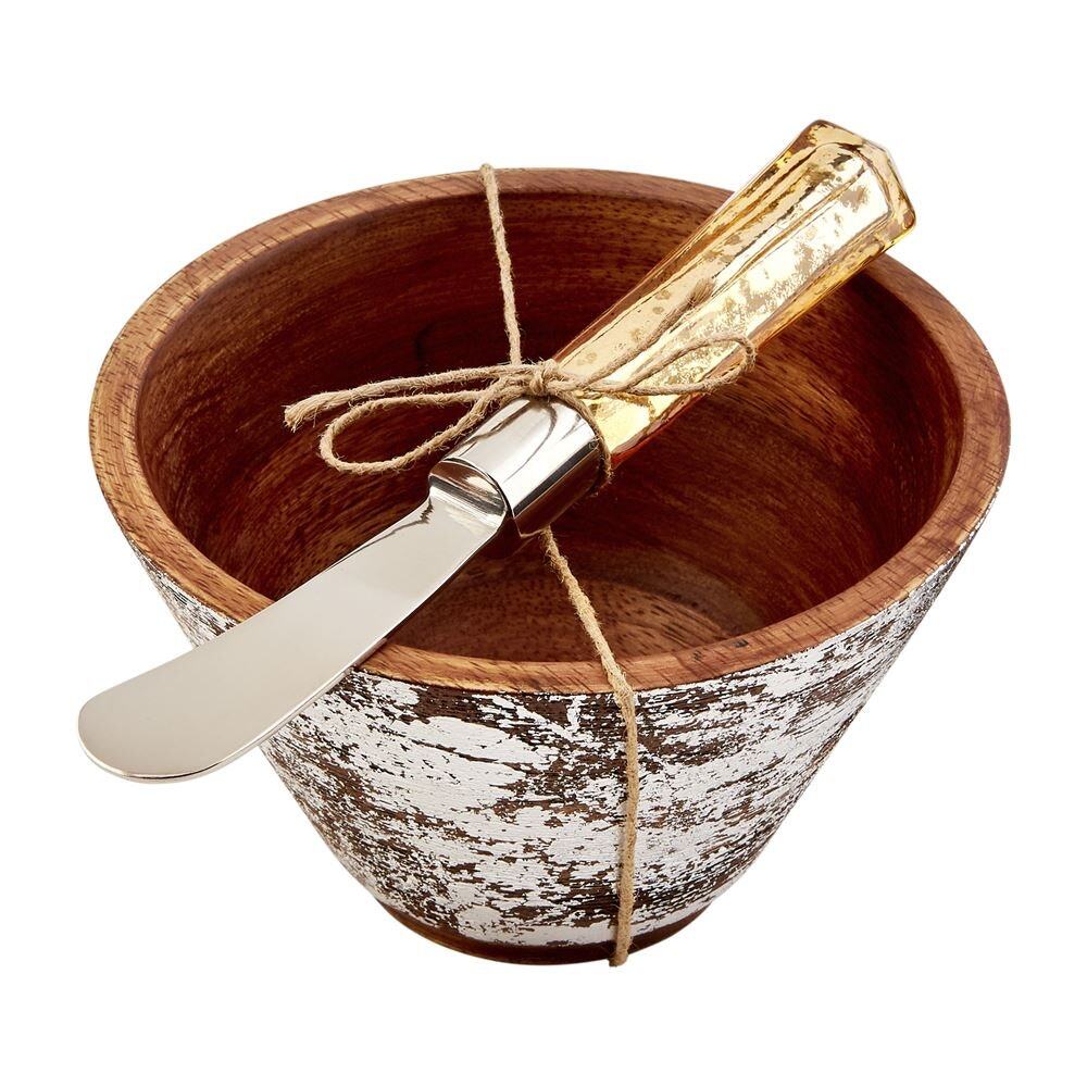 Silver Wood Dip Bowl Set