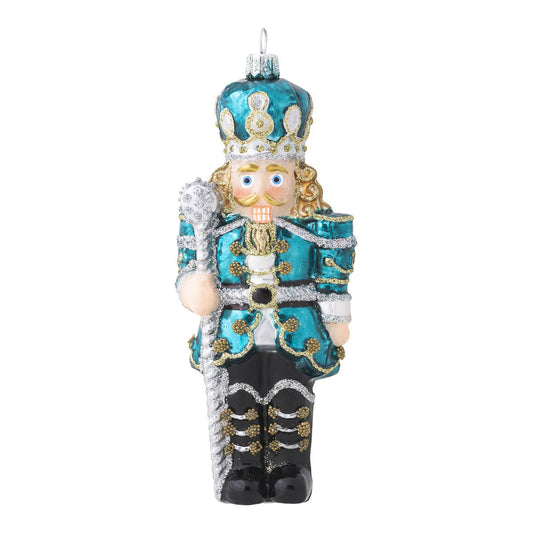 Berry & Thread Teal Nutcracker Glass Ornament