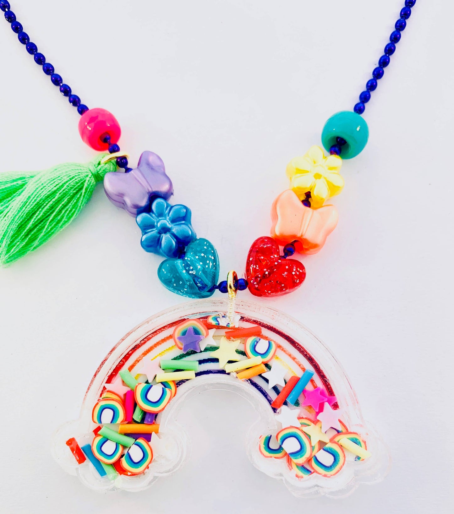 Rainbow Shaker Charm Ball Chain Necklace