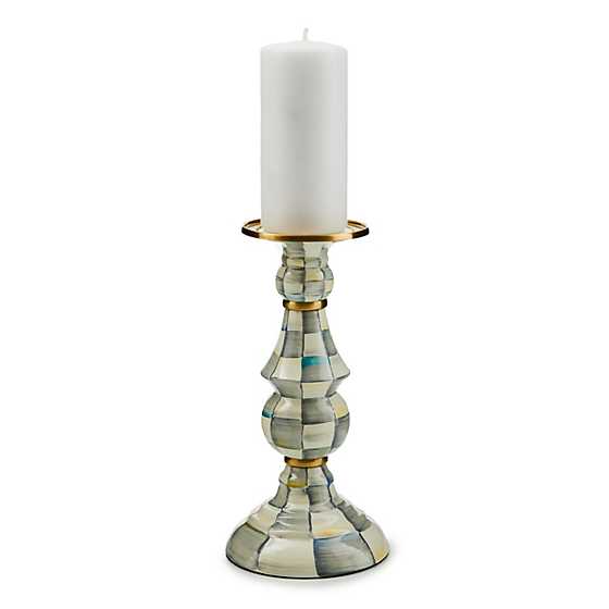 Sterling Check Large Pillar Candlestick