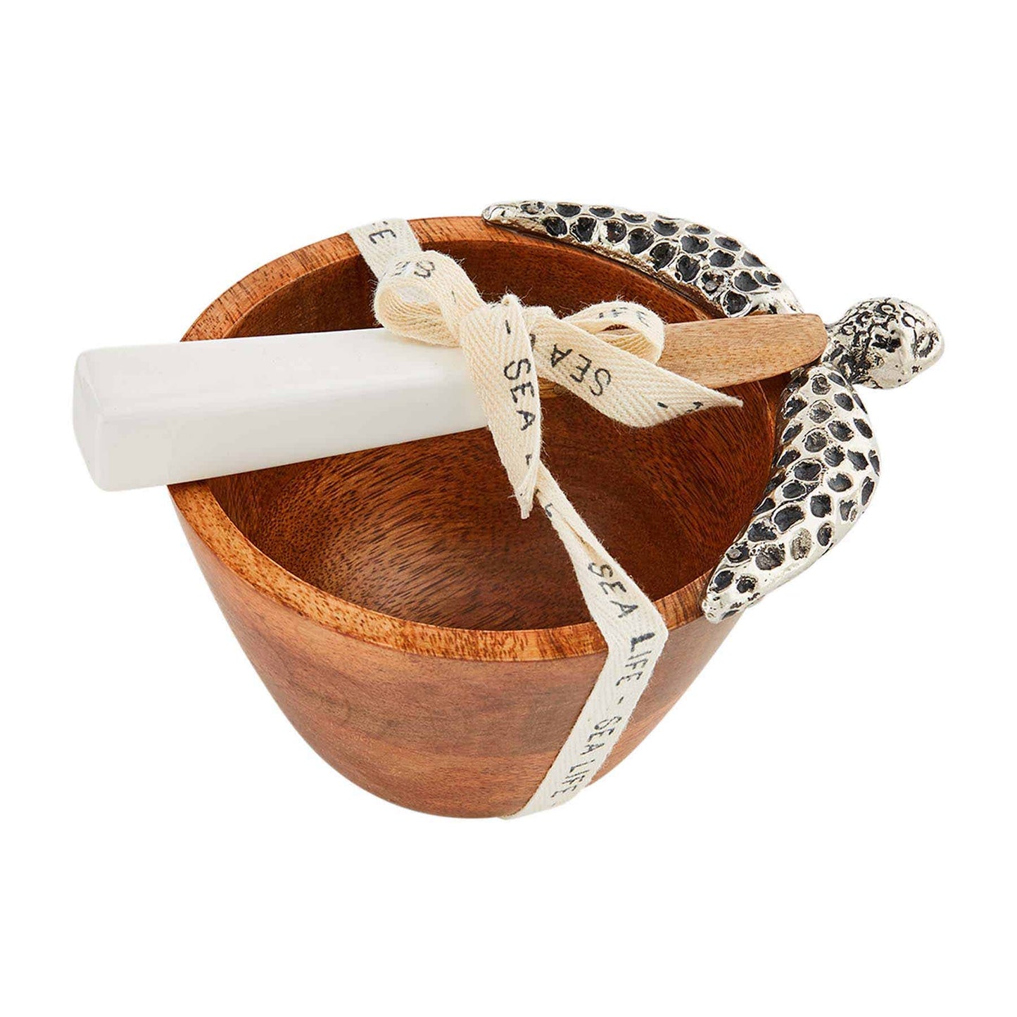 Wood Sea Turtle Dip Bowl Set