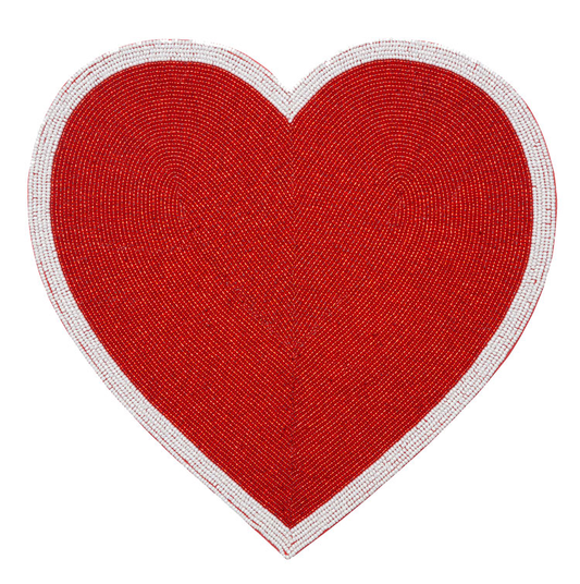 Beaded Red Heart Placemat, Set of 4