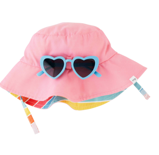 Toddler Pink Sun Hat and Sunglass Set