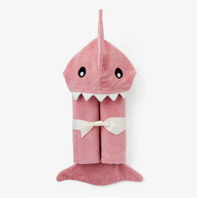 Mauve Baby Shark Hooded Bath Wrap