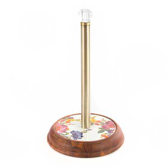 White Flower Market Wood Paper Towel Holder