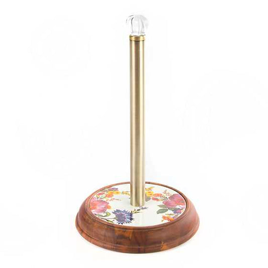 White Flower Market Wood Paper Towel Holder
