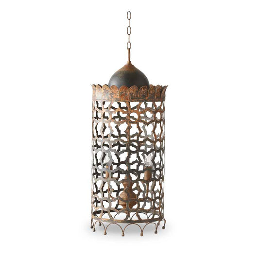 30 Inch Metal Cutout Barrel Chandelier