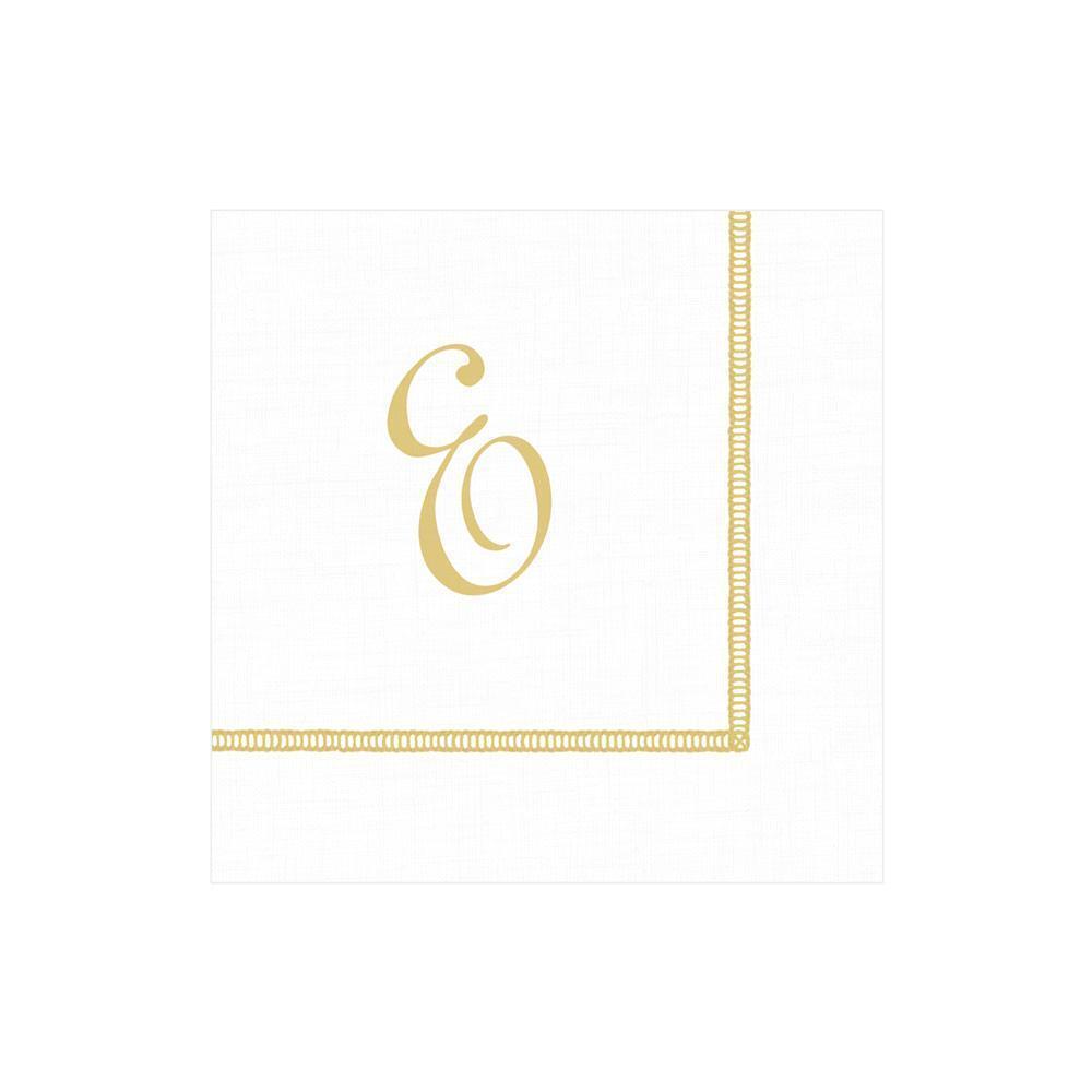 E Hemstitch Script Single Initial Paper Cocktail Napkins - 20 Per Package