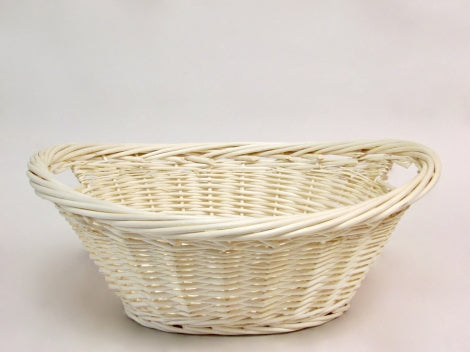 White Oval Basket with Handles