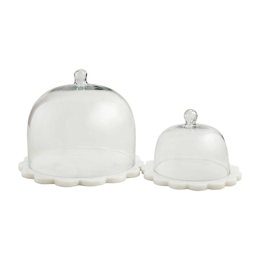 Scallop & Marble Cloche Set