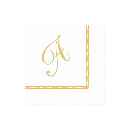 A Hemstitch Script Single Initial Paper Cocktail Napkins - 20 Per Package